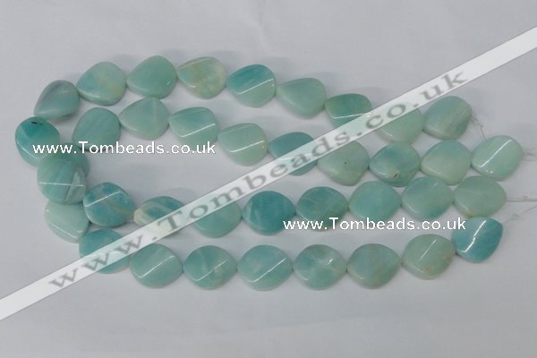 CAM607 15.5 inches 18*22mm twisted oval Chinese amazonite beads