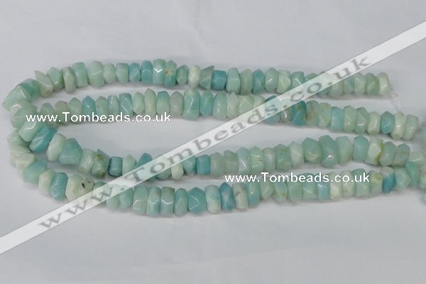 CAM611 15.5 inches 6*14mm faceted nugget Chinese amazonite beads