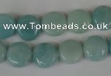 CAM619 15.5 inches 12mm flat round Chinese amazonite gemstone beads