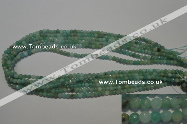 CAM810 15.5 inches 4mm faceted round Brazilian amazonite beads