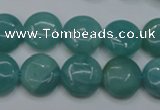 CAM916 15.5 inches 14mm flat round amazonite gemstone beads wholesale