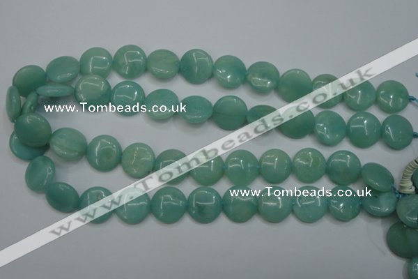 CAM917 15.5 inches 16mm flat round amazonite gemstone beads wholesale