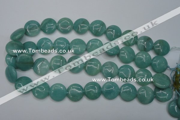 CAM919 15.5 inches 20mm flat round amazonite gemstone beads wholesale