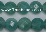 CAM942 15.5 inches 14mm faceted coin amazonite gemstone beads