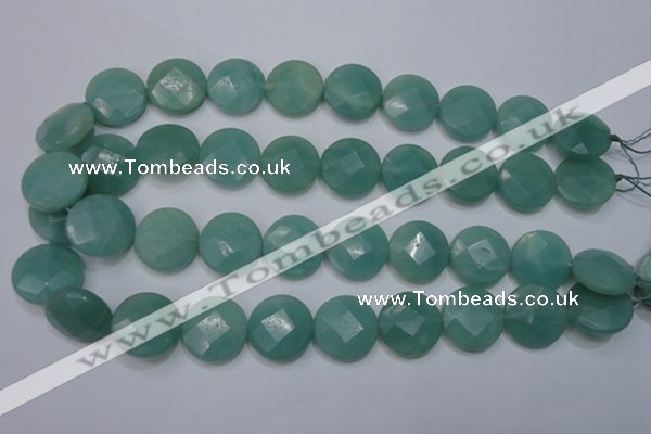 CAM945 15.5 inches 20mm faceted coin amazonite gemstone beads