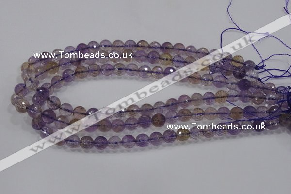 CAN09 15.5 inches 8mm faceted round natural ametrine gemstone beads