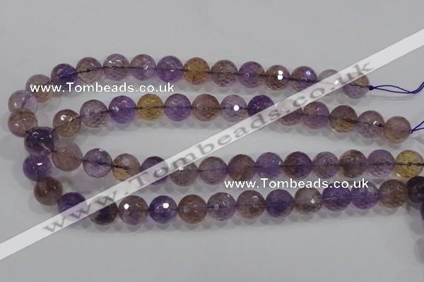 CAN11 15.5 inches 12mm faceted round natural ametrine gemstone beads