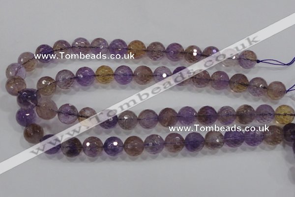 CAN12 15.5 inches 14mm faceted round natural ametrine gemstone beads