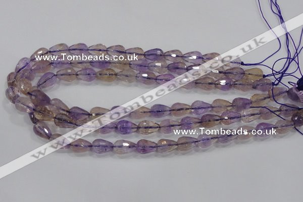 CAN23 15.5 inches 10*14mm faceted teardrop natural ametrine beads