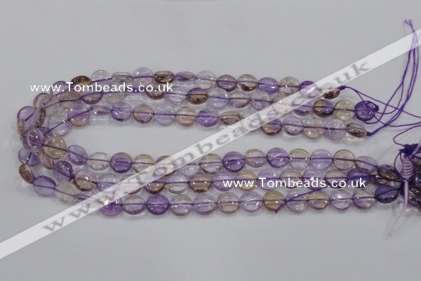 CAN41 15.5 inches 12mm flat round natural ametrine gemstone beads