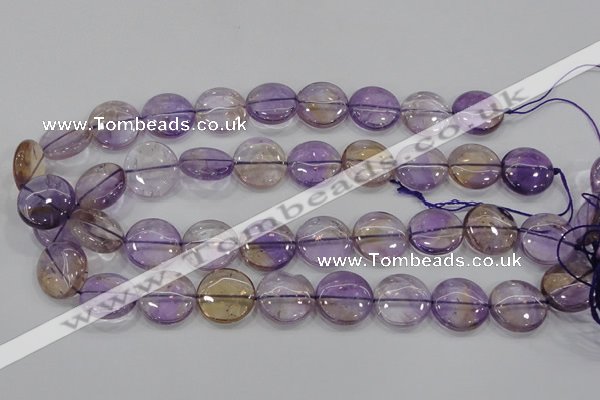 CAN43 15.5 inches 16mm flat round natural ametrine gemstone beads