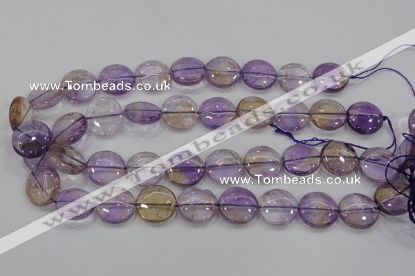 CAN44 15.5 inches 18mm flat round natural ametrine gemstone beads