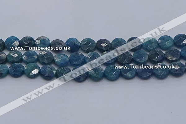 CAP389 15.5 inches 12mm faceted coin apatite gemstone beads
