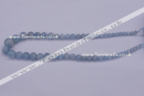 CAQ128 15.5 inches multi-size round natural aquamarine beads wholesale