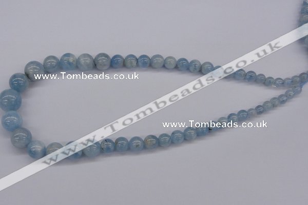 CAQ130 15.5 inches multi-size round natural aquamarine beads