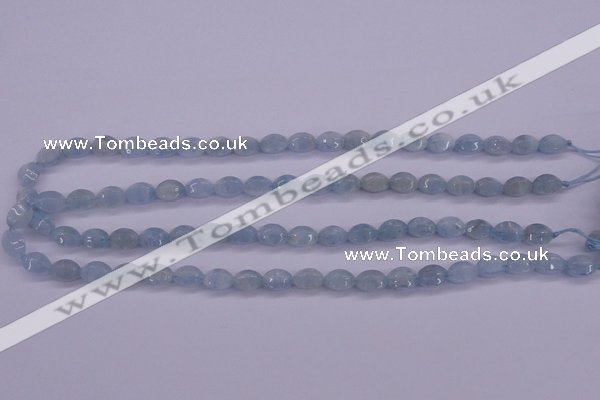 CAQ132 15.5 inches 7*10mm faceted rice natural aquamarine beads