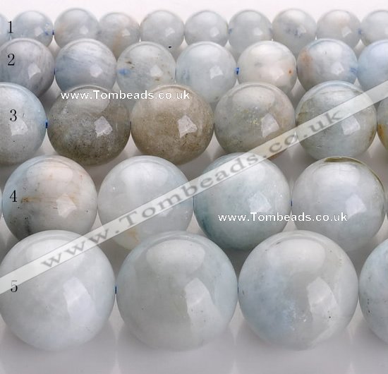 CAQ14 Multi sizes round natural aquamarine gemstone beads wholesale