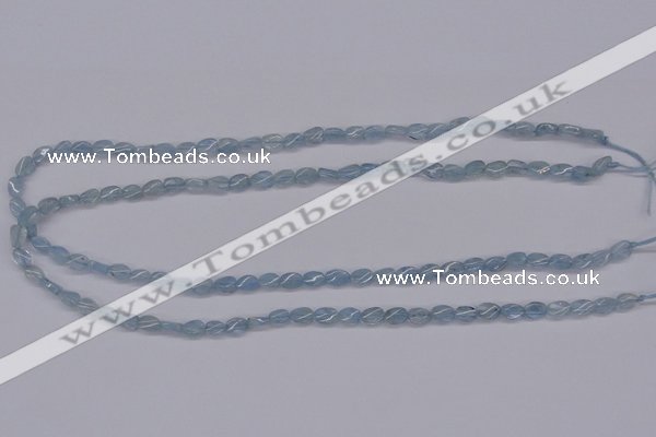 CAQ147 15.5 inches 5*7mm twisted oval natural aquamarine beads