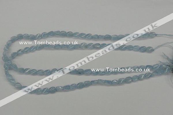 CAQ148 15.5 inches 6*8mm twisted oval natural aquamarine beads