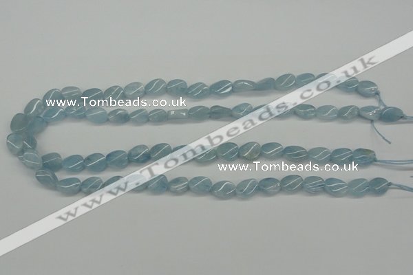 CAQ149 15.5 inches 8*12mm twisted oval natural aquamarine beads