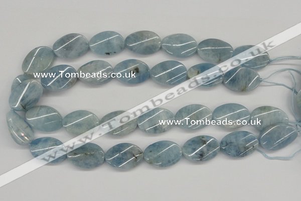 CAQ151 15.5 inches 18*25mm twisted oval natural aquamarine beads