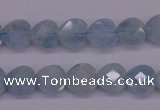 CAQ155 15.5 inches 10*10mm faceted heart natural aquamarine beads