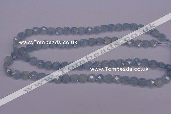 CAQ155 15.5 inches 10*10mm faceted heart natural aquamarine beads