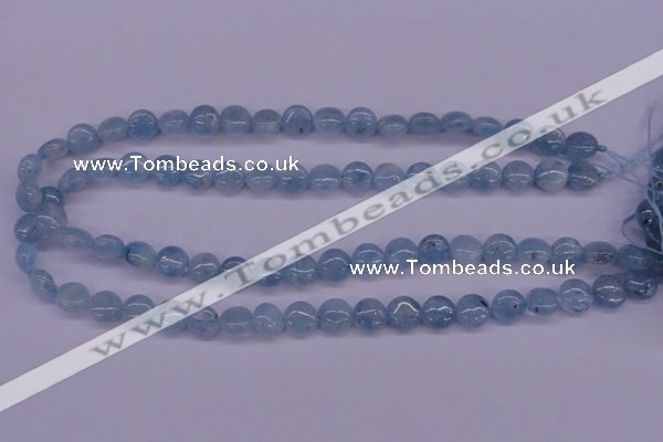 CAQ157 15.5 inches 10mm flat round natural aquamarine beads