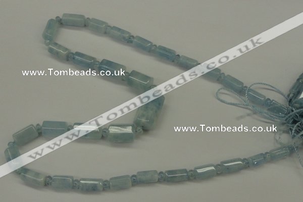 CAQ160 15.5 inches rondelle & faceted column natural aquamarine beads