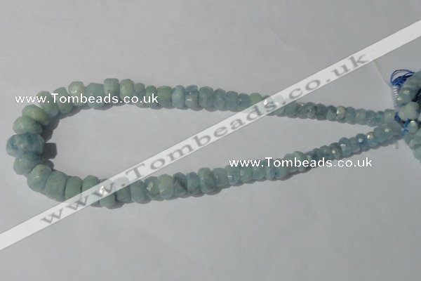 CAQ208 15.5 inches multi-size faceted rondelle natural aquamarine beads