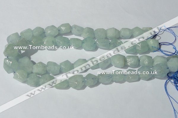 CAQ210 15.5 inches 14*16mm faceted nugget natural aquamarine beads