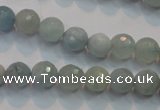 CAQ222 15 inches 6mm faceted round aquamarine beads wholesale