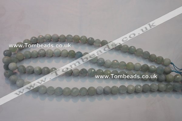 CAQ223 15 inches 8mm faceted round aquamarine beads wholesale