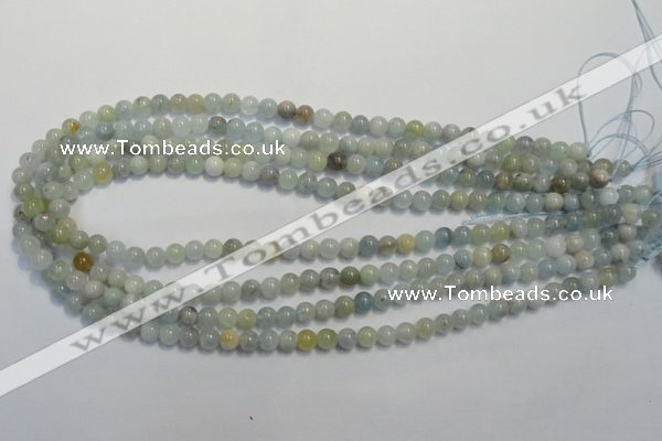 CAQ251 15.5 inches 6mm round aquamarine beads wholesale