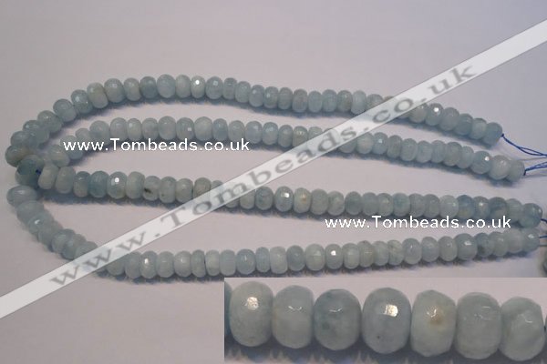 CAQ307 15.5 inches 6*10mm faceted rondelle natural aquamarine beads