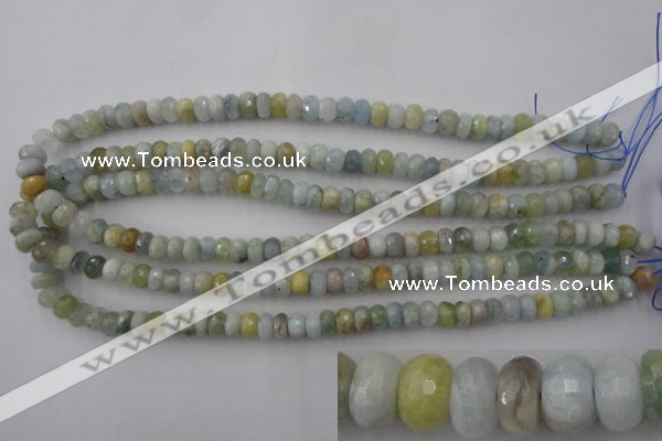 CAQ355 15.5 inches 5*8mm faceted rondelle natural aquamarine beads