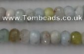 CAQ356 15.5 inches 7*11mm faceted rondelle natural aquamarine beads