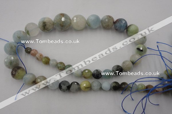 CAQ360 15.5 inches 7mm - 18mm faceted round natural aquamarine beads