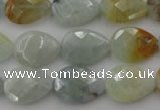 CAQ378 15.5 inches 13*18mm faceted flat teardrop natural aquamarine beads