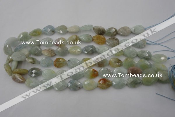 CAQ378 15.5 inches 13*18mm faceted flat teardrop natural aquamarine beads