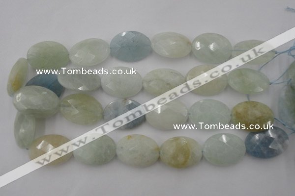 CAQ388 15.5 inches 22*30mm faceted oval natural aquamarine beads