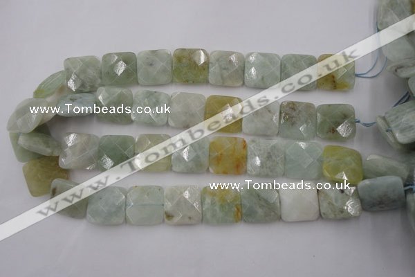 CAQ398 15.5 inches 20*20mm faceted square natural aquamarine beads