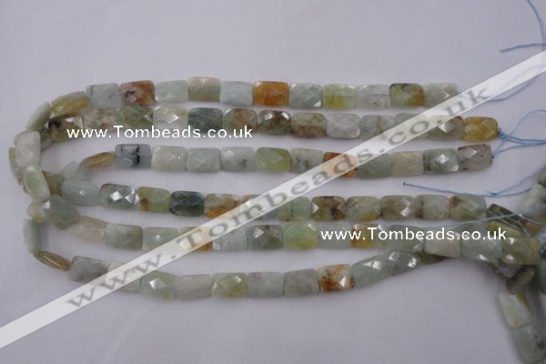 CAQ402 15.5 inches 10*14mm faceted rectangle natural aquamarine beads