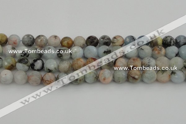 CAQ425 15.5 inches 16mm faceted round natural aquamarine beads