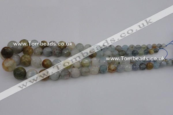 CAQ428 15.5 inches 6mm - 16mm faceted round natural aquamarine beads