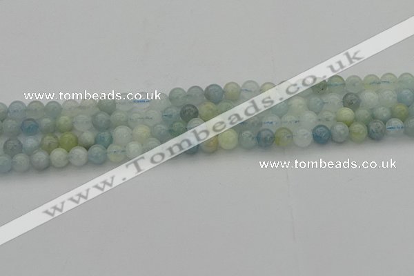 CAQ431 15.5 inches 6mm round natural aquamarine beads wholesale