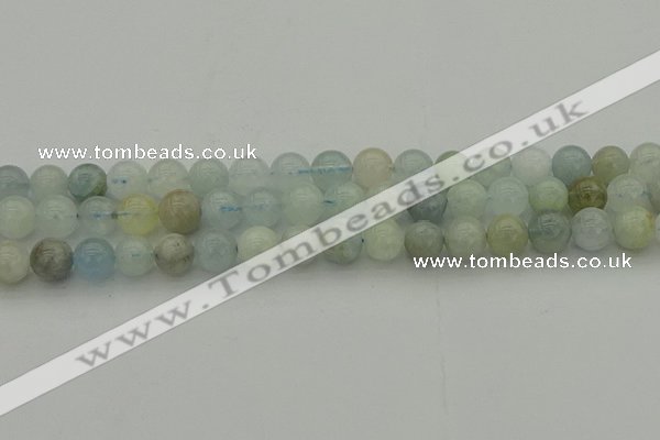 CAQ432 15.5 inches 8mm round natural aquamarine beads wholesale