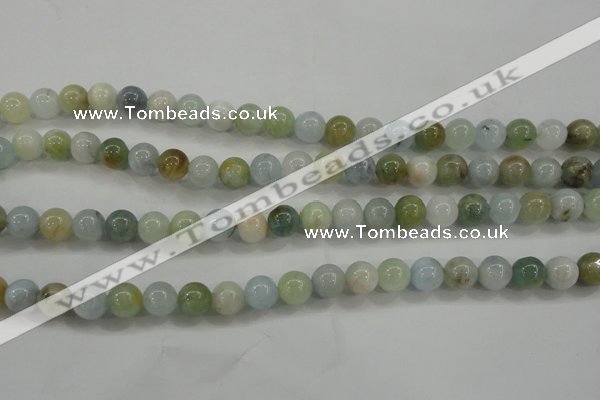 CAQ453 15.5 inches 8mm round aquamarine beads wholesale