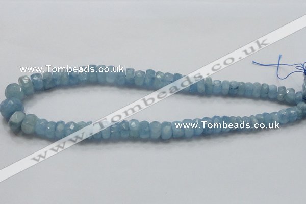 CAQ51 15.5 inches 6*12mm faceted rondelle natural aquamarine beads