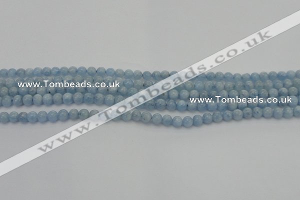 CAQ516 15.5 inches 4mm round AA grade natural aquamarine beads